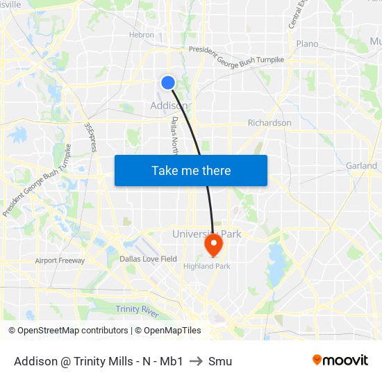 Addison @ Trinity Mills - N - Mb1 to Smu map