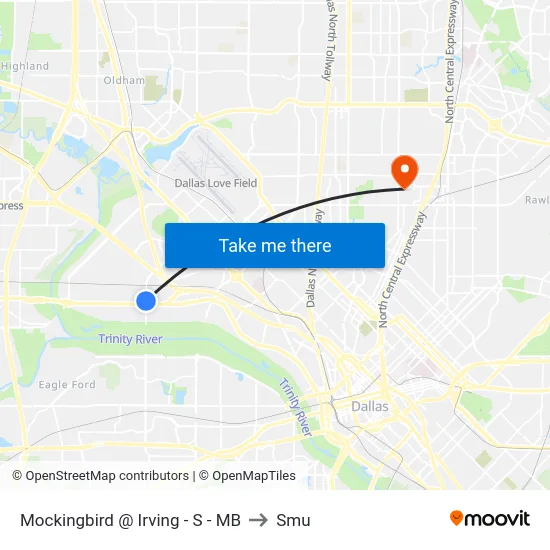 Mockingbird @ Irving - S - MB to Smu map