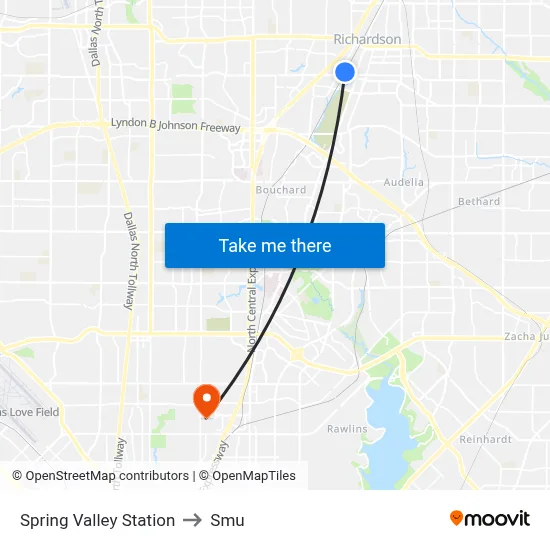 Spring Valley Station to Smu map