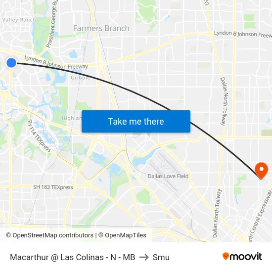Macarthur @ Las Colinas - N - MB to Smu map