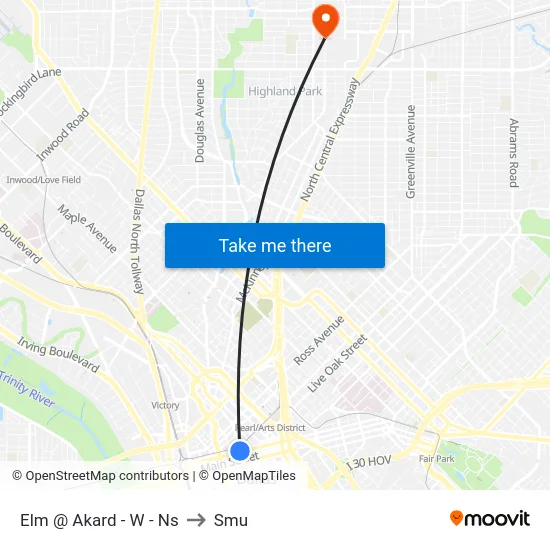 Elm @ Akard - W - Ns to Smu map