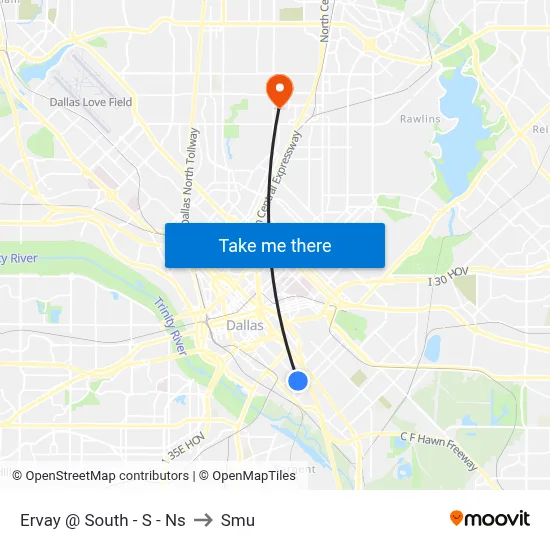 Ervay @ South - S - Ns to Smu map