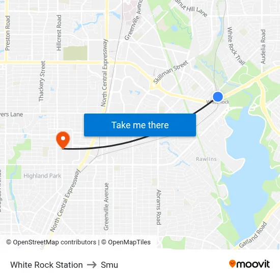 White Rock Station to Smu map