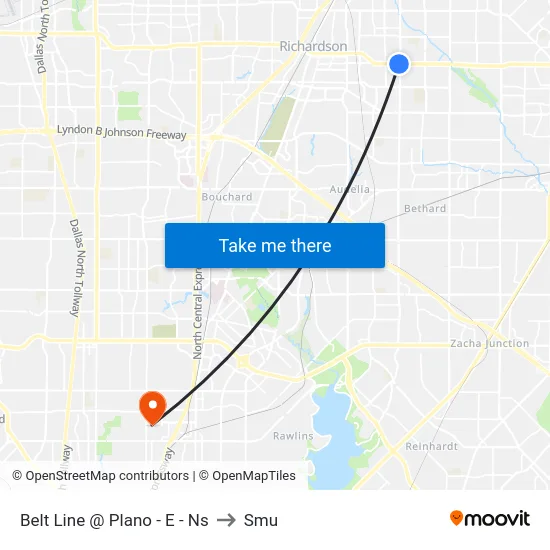 Belt Line @ Plano - E - Ns to Smu map