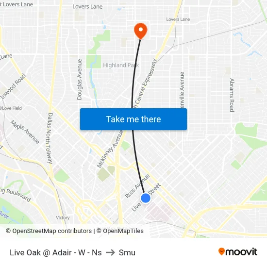 Live Oak @ Adair - W - Ns to Smu map