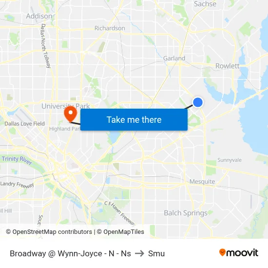 Broadway @ Wynn-Joyce - N - Ns to Smu map