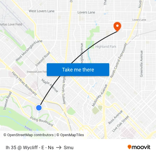 Ih 35 @ Wycliff - E - Ns to Smu map