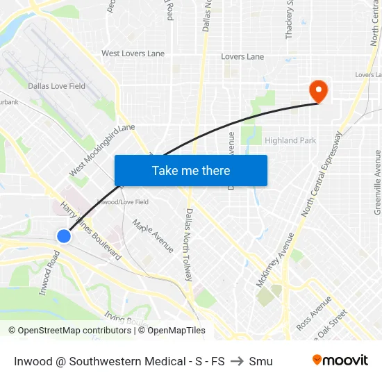 Inwood @ Southwestern Medical - S - FS to Smu map