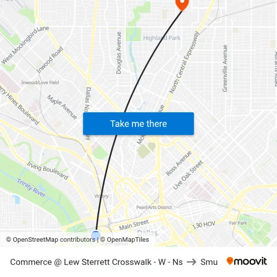 Commerce @ Lew Sterrett Crosswalk - W - Ns to Smu map