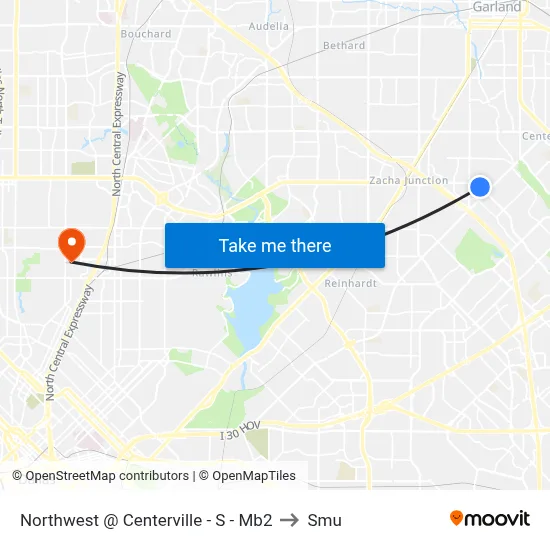 Northwest @ Centerville - S - Mb2 to Smu map