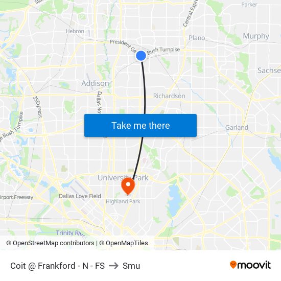 Coit @ Frankford - N - FS to Smu map