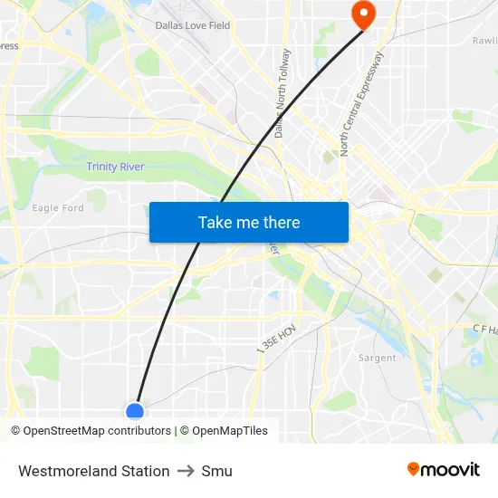 Westmoreland Station to Smu map