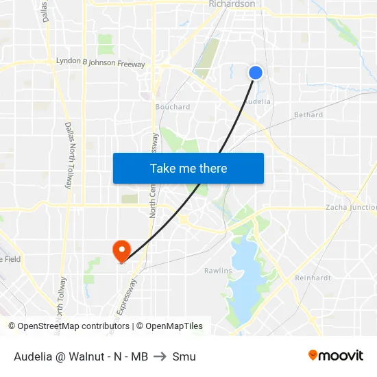 Audelia @ Walnut - N - MB to Smu map