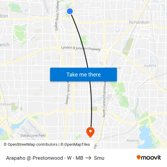 Arapaho @ Prestonwood - W - MB to Smu map