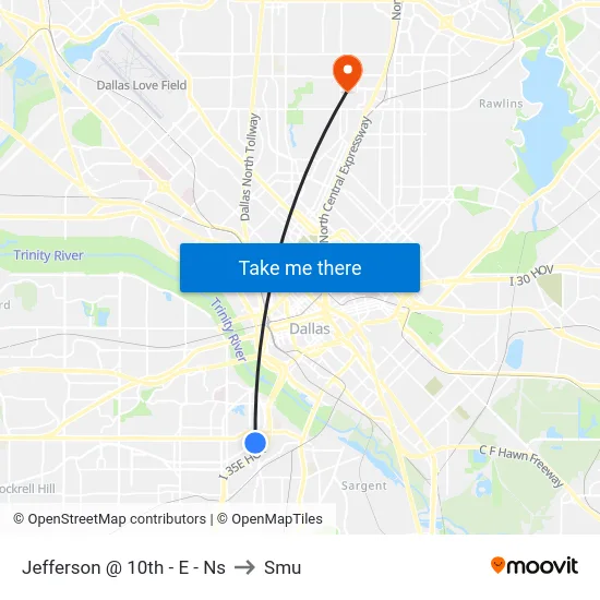 Jefferson @ 10th - E - Ns to Smu map