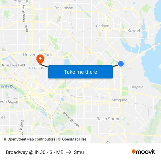 Broadway @ Ih 30 - S - MB to Smu map