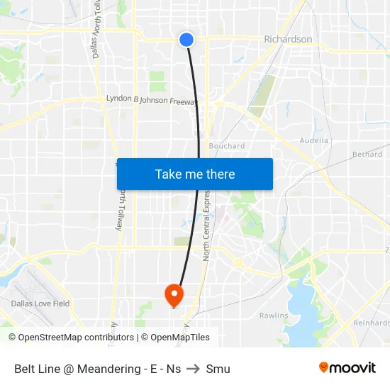 Belt Line @ Meandering - E - Ns to Smu map