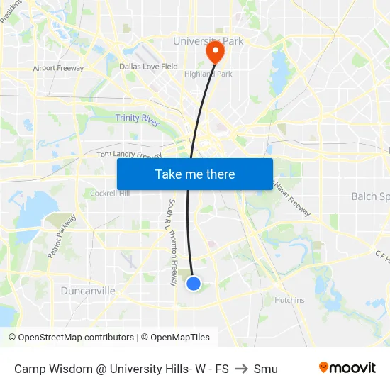 Camp Wisdom @ University Hills- W - FS to Smu map