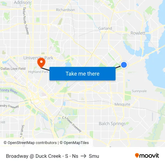 Broadway @ Duck Creek - S - Ns to Smu map
