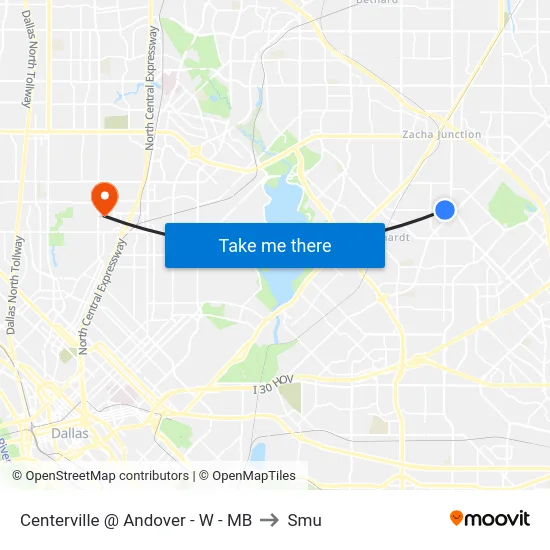 Centerville @ Andover - W - MB to Smu map