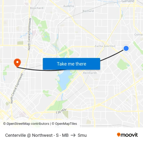 Centerville @ Northwest - S - MB to Smu map