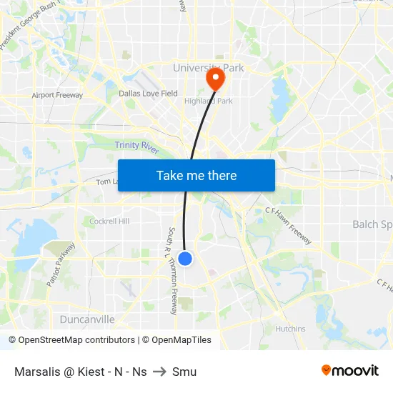 Marsalis @ Kiest - N - Ns to Smu map