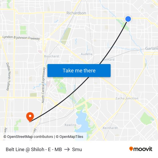 Belt Line @ Shiloh - E - MB to Smu map