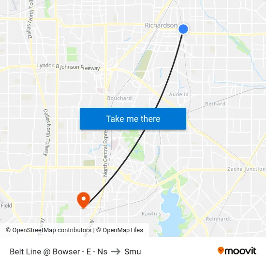 Belt Line @ Bowser - E - Ns to Smu map