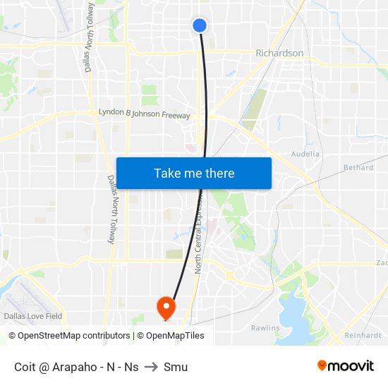 Coit @ Arapaho - N - Ns to Smu map