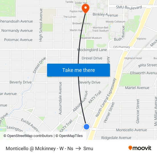 Monticello @ Mckinney - W - Ns to Smu map