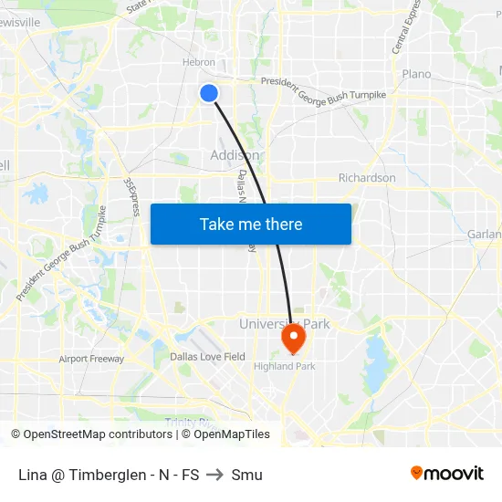 Lina @ Timberglen - N - FS to Smu map