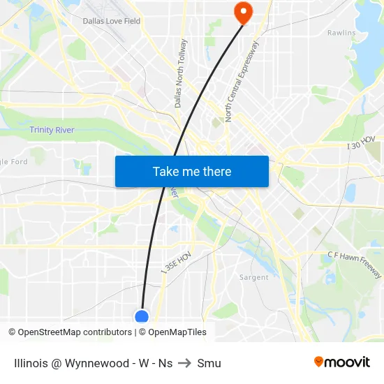 Illinois @ Wynnewood - W - Ns to Smu map