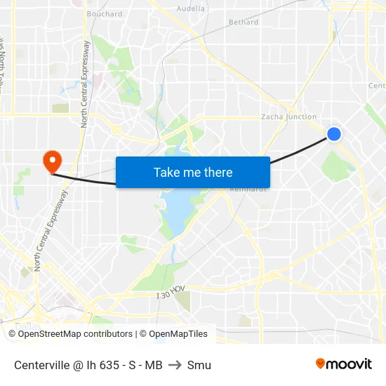 Centerville @ Ih 635 - S - MB to Smu map