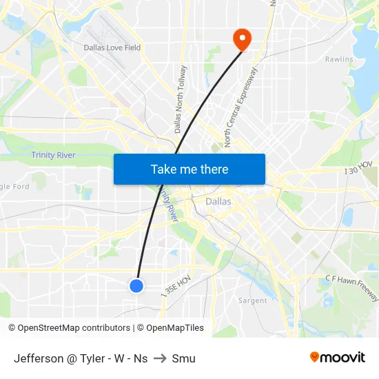 Jefferson @ Tyler - W - Ns to Smu map