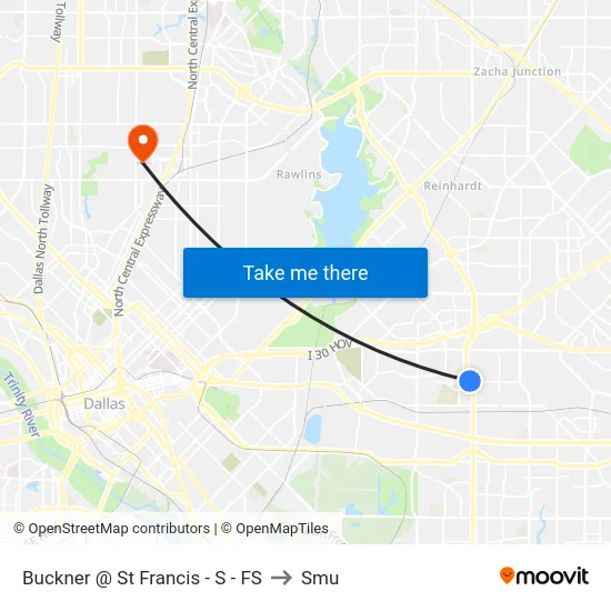 Buckner @ St Francis - S - FS to Smu map