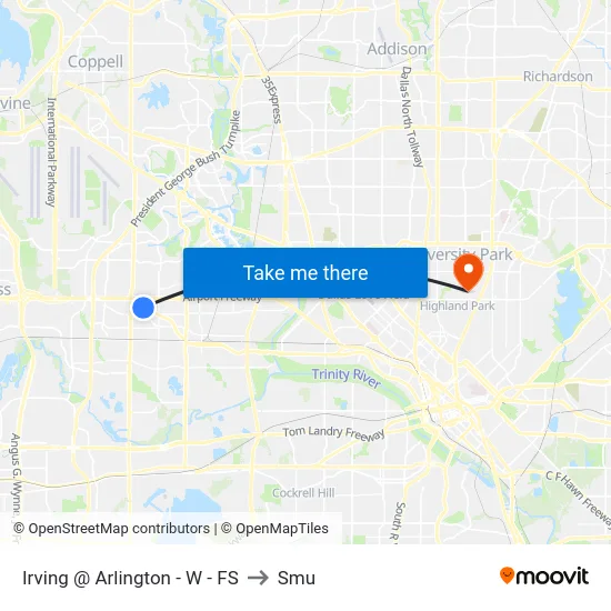 Irving @ Arlington - W - FS to Smu map