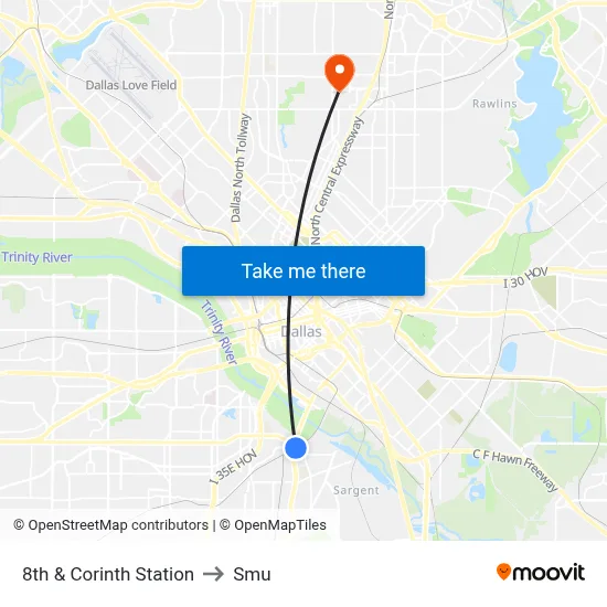 8th & Corinth Station to Smu map