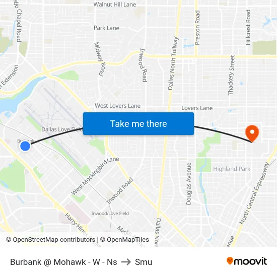 Burbank @ Mohawk - W - Ns to Smu map