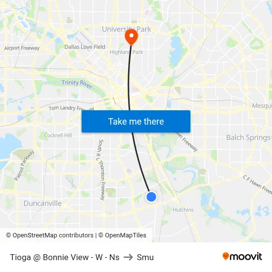 Tioga @ Bonnie View - W - Ns to Smu map