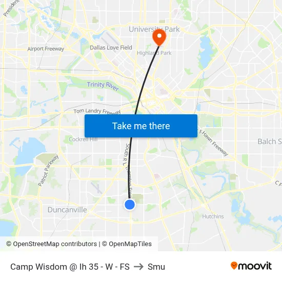 Camp Wisdom @ Ih 35 - W - FS to Smu map