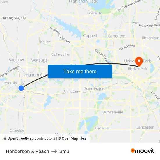 Henderson & Peach to Smu map