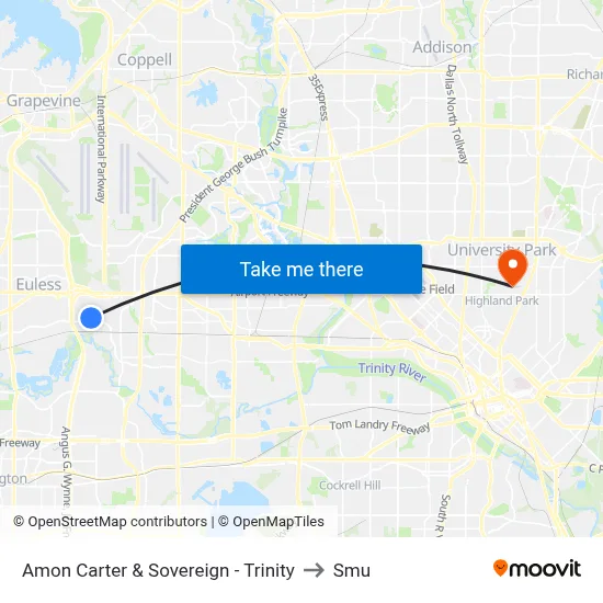 Amon Carter & Sovereign - Trinity to Smu map