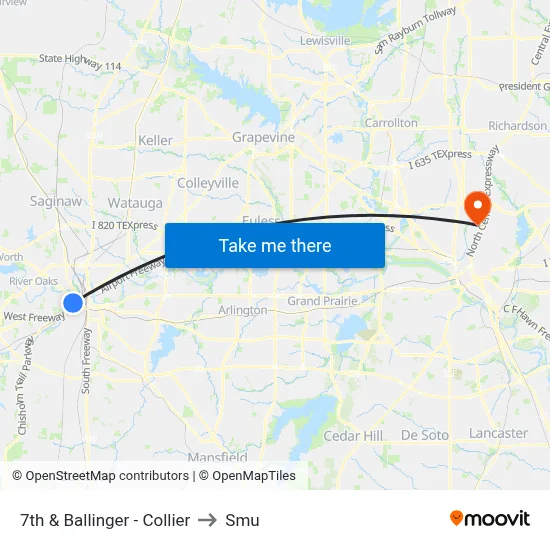 7th & Ballinger - Collier to Smu map