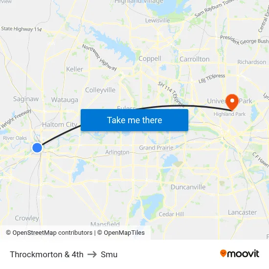 Throckmorton & 4th to Smu map