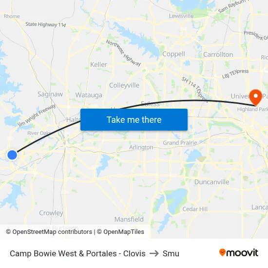 Camp Bowie West & Portales - Clovis to Smu map