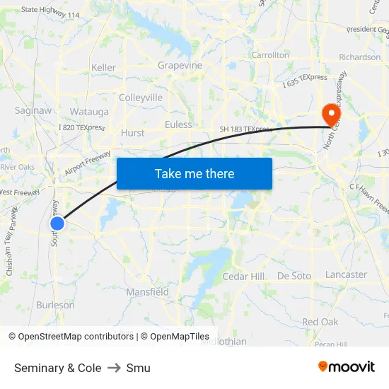 Seminary & Cole to Smu map