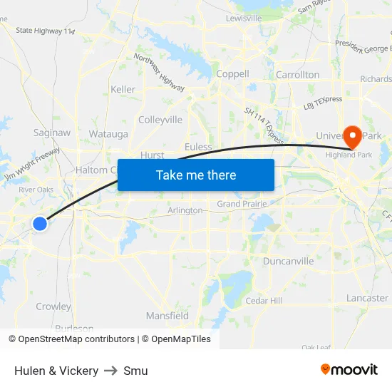 Hulen & Vickery to Smu map
