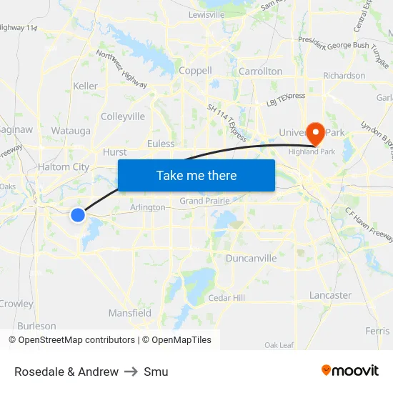 Rosedale & Andrew to Smu map