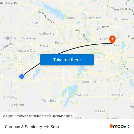 Campus & Seminary to Smu map
