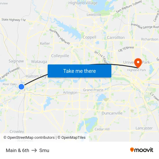 Main & 6th to Smu map